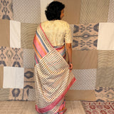 Jhaalar Neapolitan Tussar Silk Saree - Pink and Beige