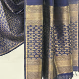 Nihira Terraced Fields Kanchipuram Silk Saree - Dark Blue