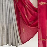 Madhura Paperflowers Kanchi Organza Saree - Red and Mocha
