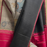 Kalpataru Kamadhenu Kalamkari Silk Saree - Grey