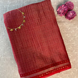 Metallic zari striped organza saree
