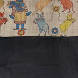 Kalpataru Kamadhenu Kalamkari Silk Saree - Grey