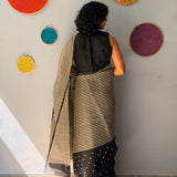 Tuhina Stripes Print Play Organza Saree - Black