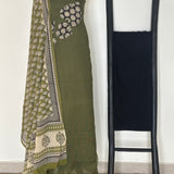 Monstera Unstitched Kota Kurta Set - Olive