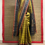 Sumangala Horizontal Stripes Kanchi Silk Saree - Yellow
