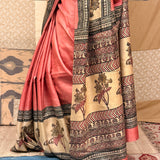 Veena Daylily Tussar Silk Saree - Pink