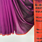 Kalpataru Floral Kalamkari Silk Saree - Violet and Orange