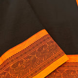 Mishrita Peacock Border Chiffon Saree - Black & Mustard