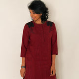 Elements Gridlock Applique Kurta - Brick