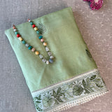 Tussar chikanwork saree