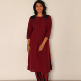 Elements Gridlock Applique Kurta - Brick