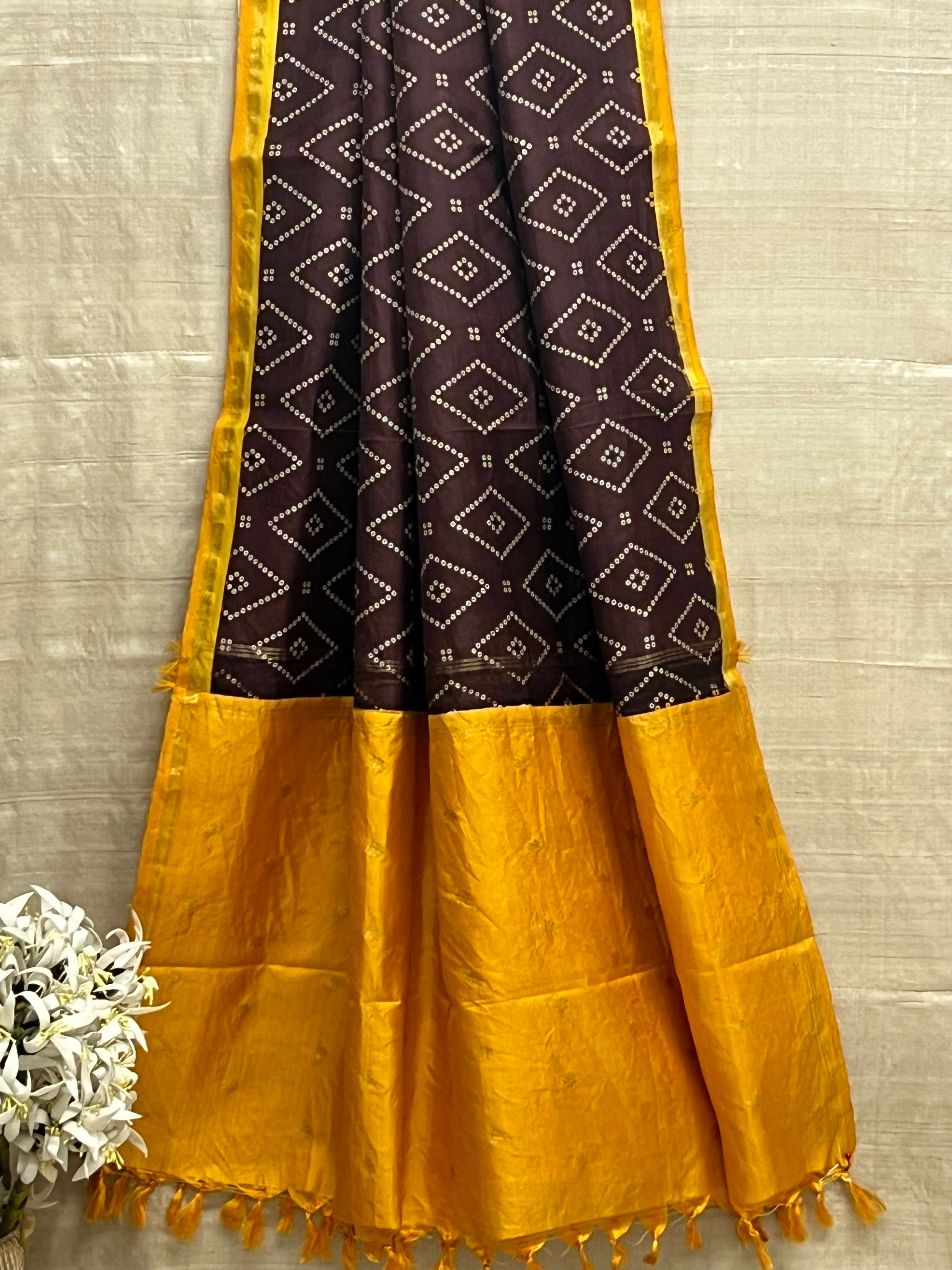 Mila bandhani print Kanchi silk dupatta