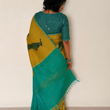 Kalpataru Parakeet Kalamkari Silk Saree - Yellow