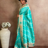 Hand embroidered shibori tussar saree