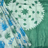 Veena Foliate Tussar Saree - Blue