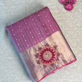 Sequinned kutch embroidered organza saree