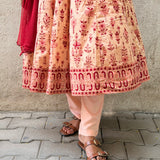 Peach Floral Cotton Kalidar Set