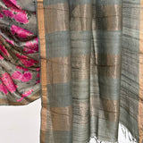 Maya Pink Rose Tussar Saree - Sage and Pink