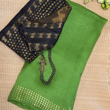 Sequinned Matka Silk Saree - Citron