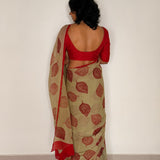 Fiza Leaf Chiffon Saree - Russet