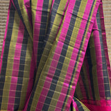 Charita Gold Grid Kanchipuram Silk Saree - Black