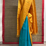 Ranya Chevron Kanchipuram Silk Saree - Teal
