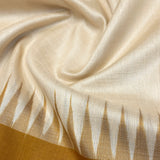 Temple Bordered Tussar Silk Saree - Yellow