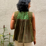 Kaleidoscope Mosaic Sleeveless Kanchi Cotton Top - Green