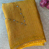Metallic zari striped organza saree