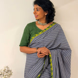 Zephyr Cutwork Embroidered Cotton Saree - Grey