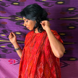 Elements Sunrise Pleated Ikat Top - Crimson