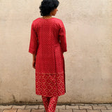 Red Bandhani Silk Coord Set