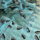 Ombre tussar handpainted saree