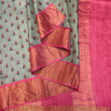 Maya Little Flowers Tussar Saree - Sage