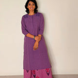 Elements Botanical Applique Kurta - Violet