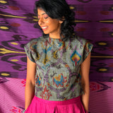 Elements Drizzle Ikat Crop Top - Fog