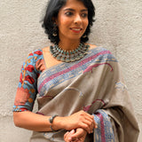 Azure Bloom Kalamkari Silk Blouse