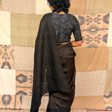 Cypress Embroidered Organza Saree - Black