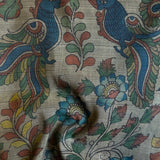Kalpataru Flora and Fauna Kalamkari Silk Saree - Black