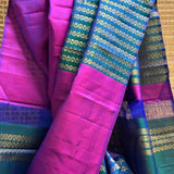 Colour Blocked Kanchipuram Silk Saree - Purple