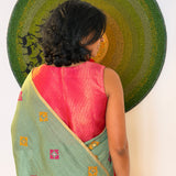 Tushara Zari Checks Tussar Saree - Mint