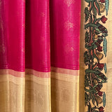 Kalpataru Border Kalamkari Silk Saree - Pink