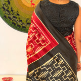 Handwoven Ikat Silk Saree - Vermilion
