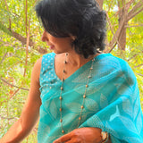 Nisha Foliage Organza Saree - Blue