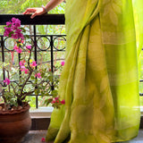Nisha Foliage Organza Saree - Citron