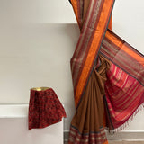 Mishrita Long Border Chiffon Saree - Brown
