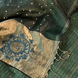 Sequinned kutch embroidered organza saree