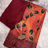 Ombre printed cutwork saree