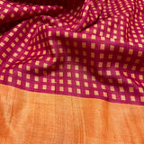 Veena Checks Tussar Saree - Pink
