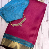 Mishrita thistle blue organza saree